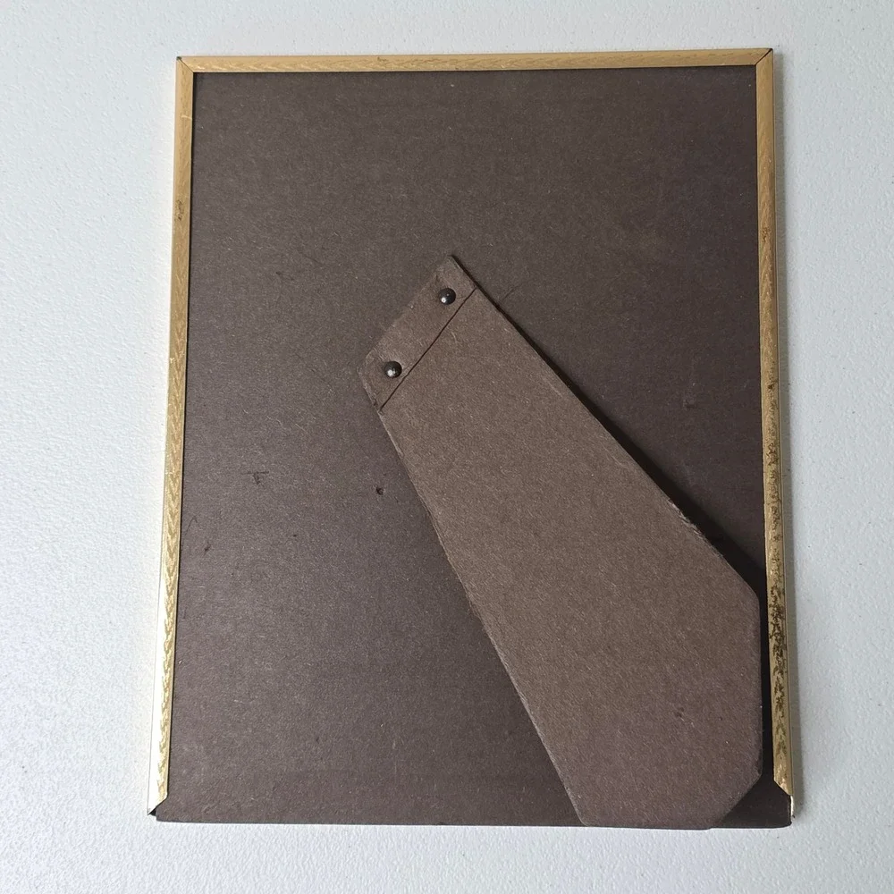 Vintage MCM Gold Metalcraft Picture Frame 8x10 Glass With Advertisement